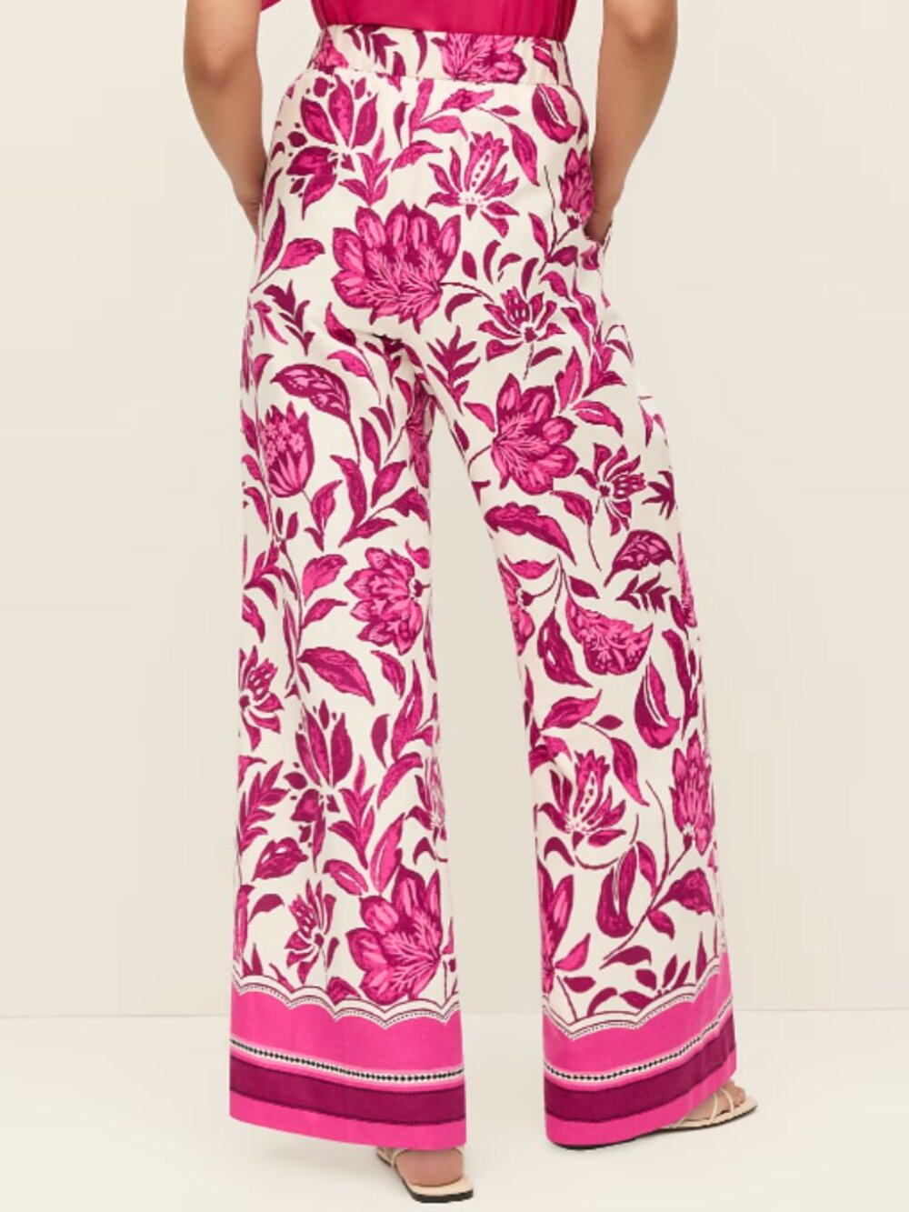 Ann Taylor The Floral Easy Fit Wide-Leg Pant in Linen